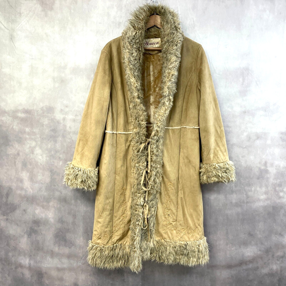 Boho Penny Lane Coat Womens 10 Afghan Hippie Y2K Faux Suede 70s Style Phoebe